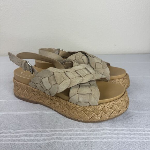 Dolce Vita Winder Crossover Strap Espadrille Platform Sandals Beige Tan 9.5 - Picture 1 of 14